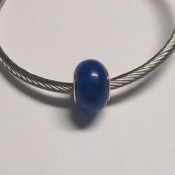 Blue "Crushed Glass" Charm for Pandora Style Bracelet‎ - Picture 1 of 4